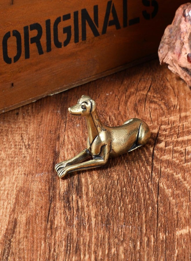 Yuanchu Vintage Solid Brass Miniature, Tiny 2.1" Long Brass Greyhound Figurine Delicate Greyhound Desk Ornament Lucky Solid Animal Dog Statue for Home Office Car Table Bookshelf Feng Shui Decor - Image 2